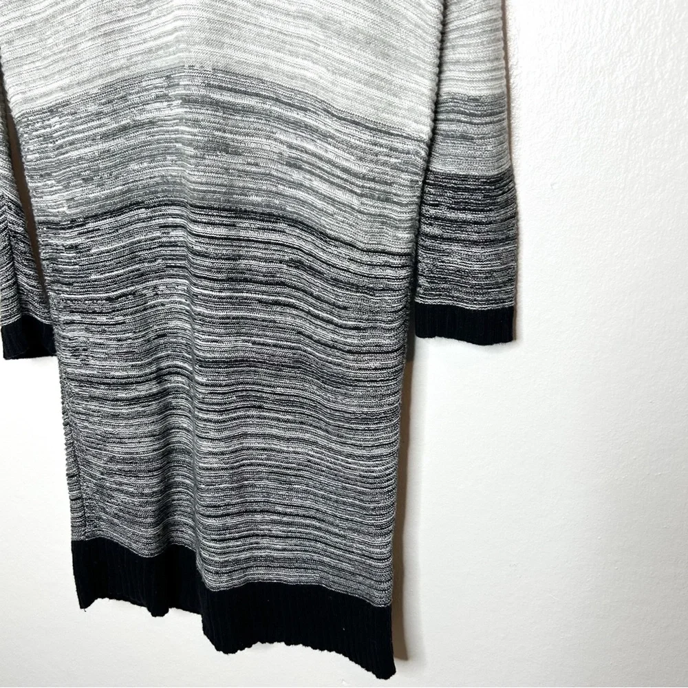 Lilla P‎ Cotton Cashmere Blend Grey Knit Stripe V Neck Sweater Dress Small S